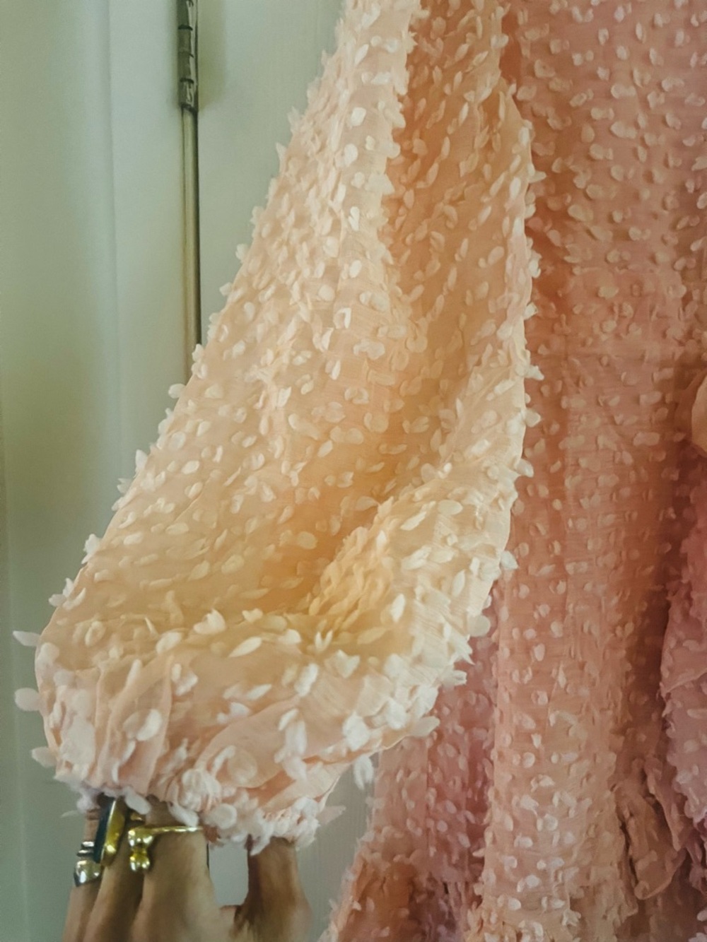 Milkmaid Fairycore Ethereal Chiffon Dainty Feminine Textured Ruffle Boho Dress L - Picture 2 of 10